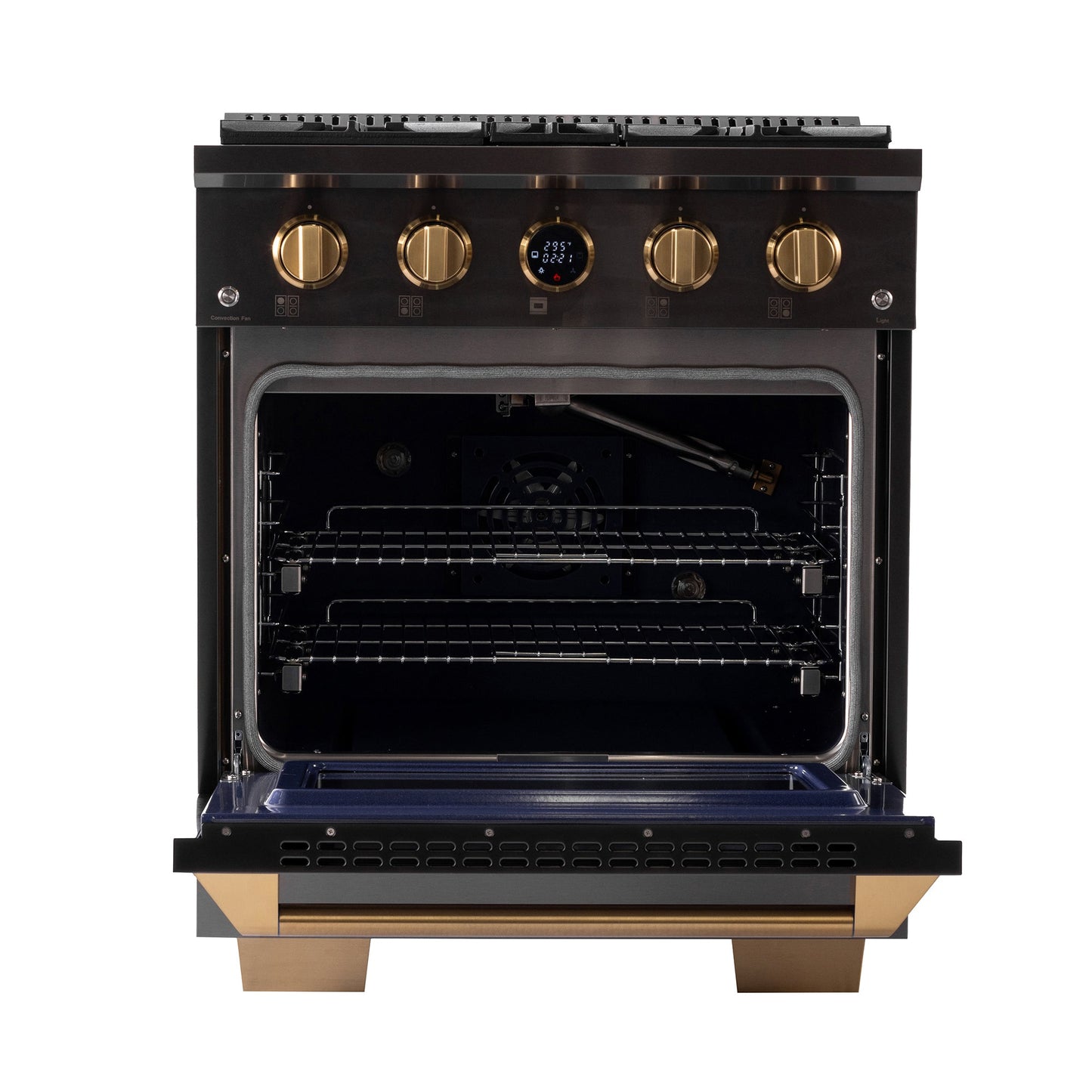 30 in. 4.2 cu. ft. 4 Burners Dual Fuel Range for Propane Gas in Stainless Steel with Kucht Horus Thermostat