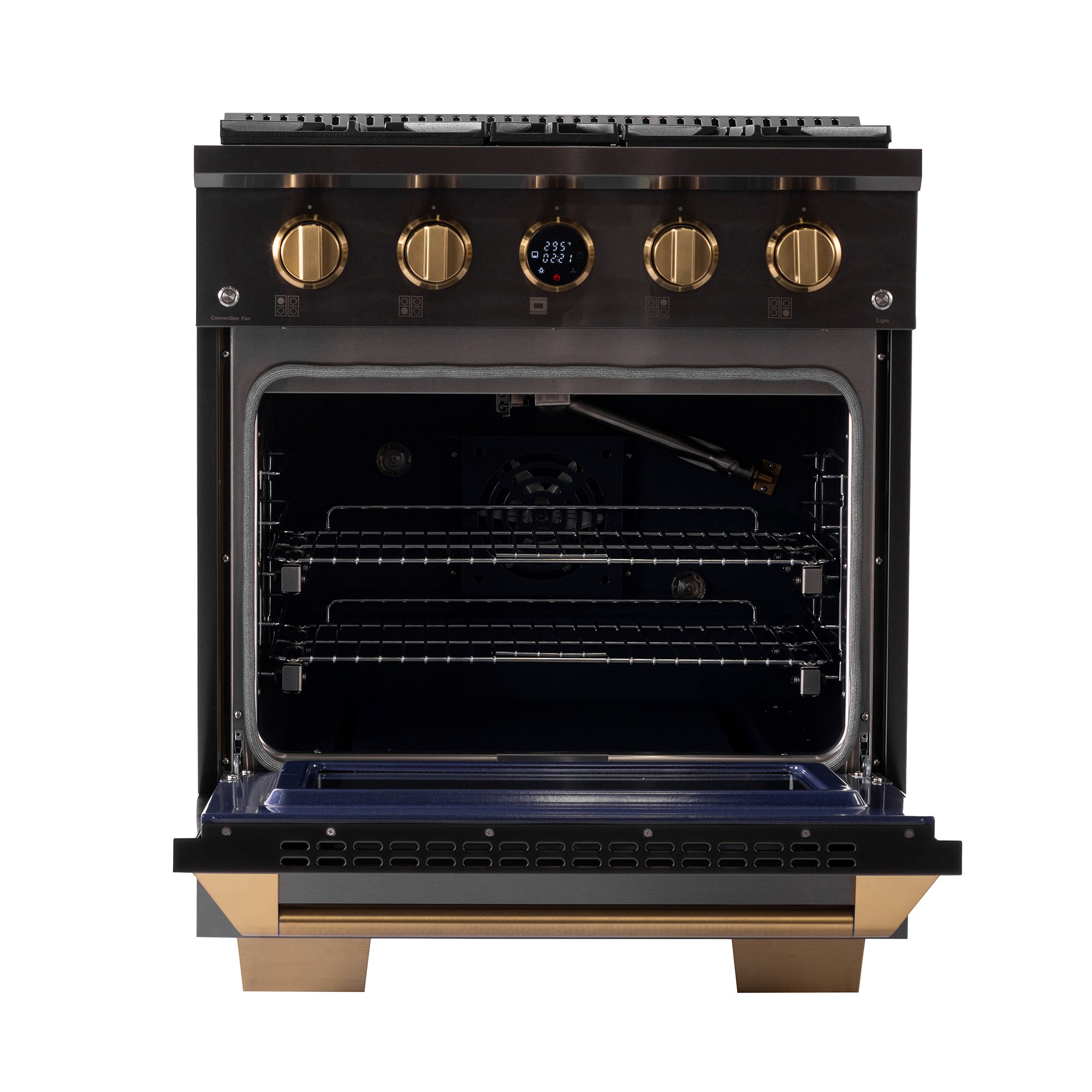 30 in. 4.2 cu. ft. 4 Burners Dual Fuel Range for Natural Gas in Stainless Steel with Kucht Horus Thermostat