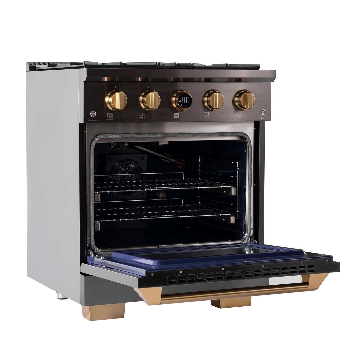 30 in. 4.2 cu. ft. 4 Burners Dual Fuel Range for Natural Gas in Stainless Steel with Kucht Horus Thermostat