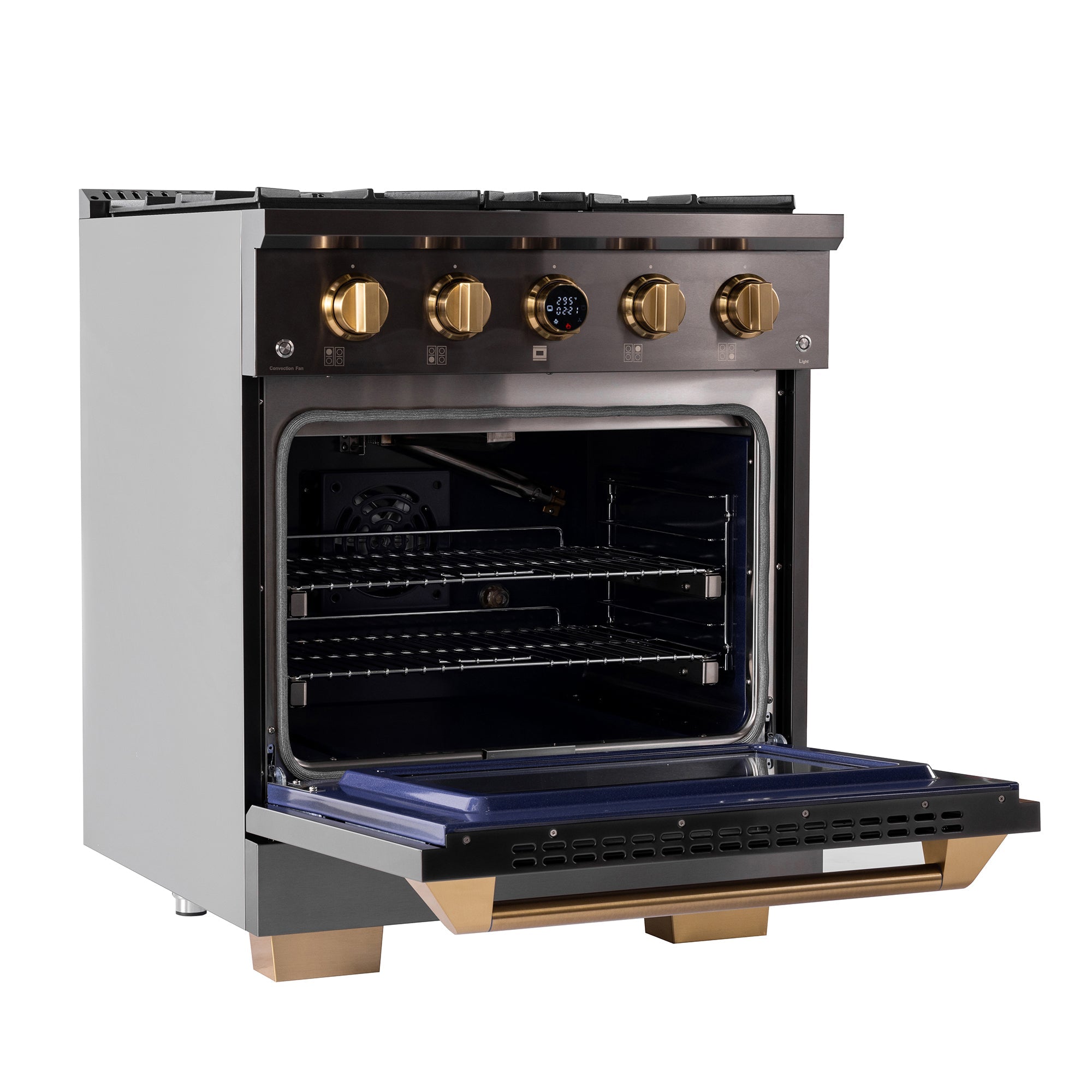 30 in. 4.2 cu. ft. 4 Burners Dual Fuel Range for Natural Gas in Stainless Steel with Kucht Horus Thermostat