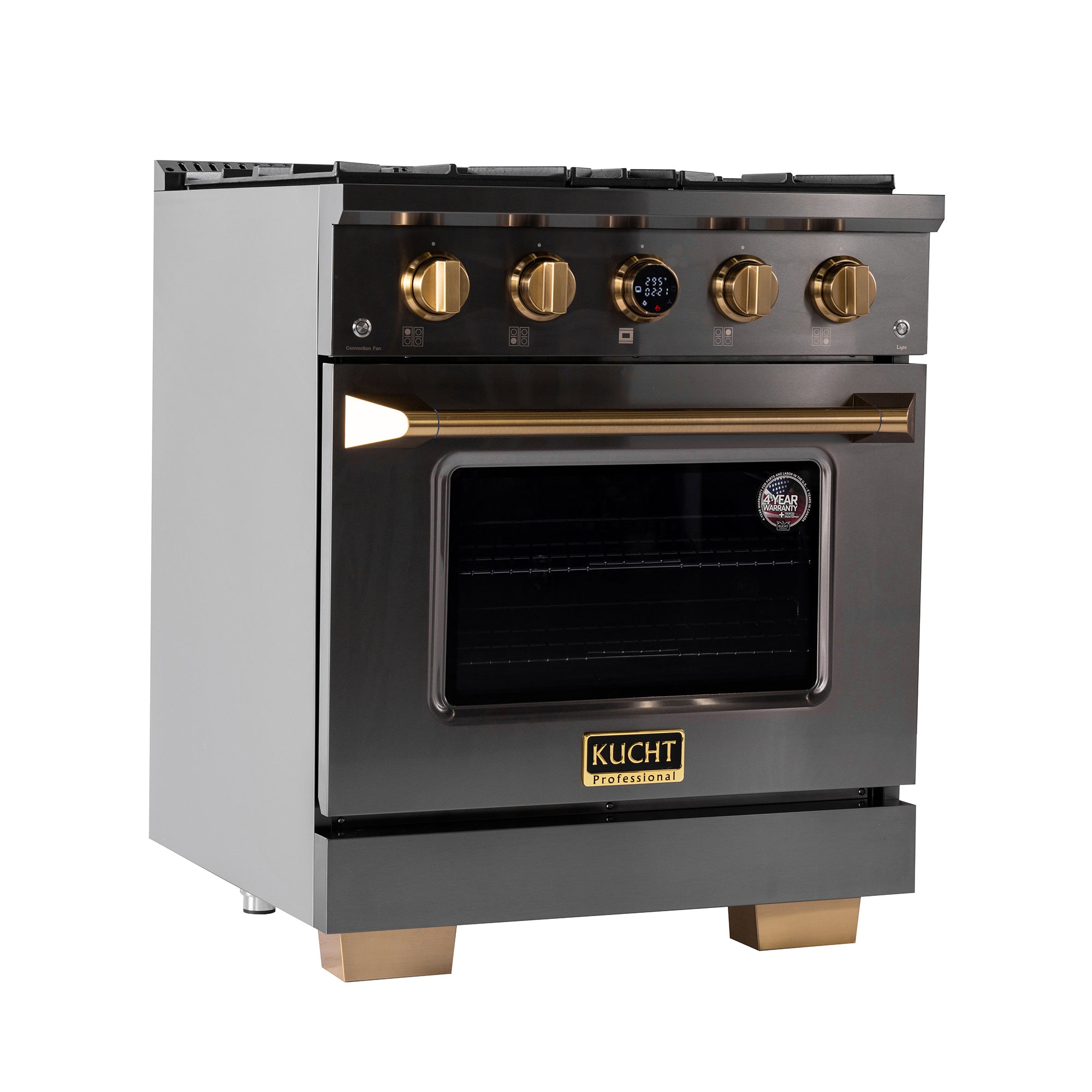 30 in. 4.2 cu. ft. 4 Burners Dual Fuel Range for Natural Gas in Stainless Steel with Kucht Horus Thermostat