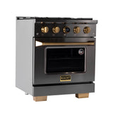 30 in. 4.2 cu. ft. 4 Burners Dual Fuel Range for Propane Gas in Stainless Steel with Kucht Horus Thermostat