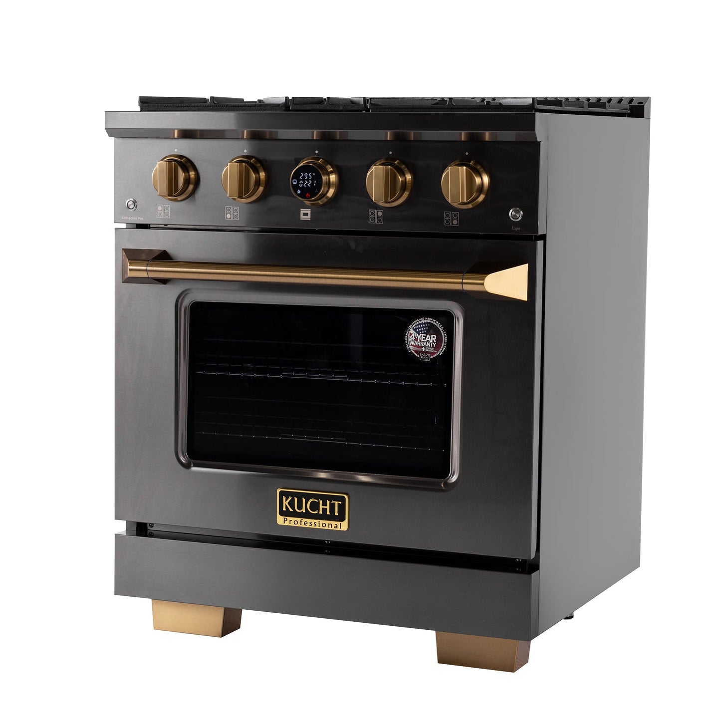 30 in. 4.2 cu. ft. 4 Burners Dual Fuel Range for Natural Gas in Stainless Steel with Kucht Horus Thermostat