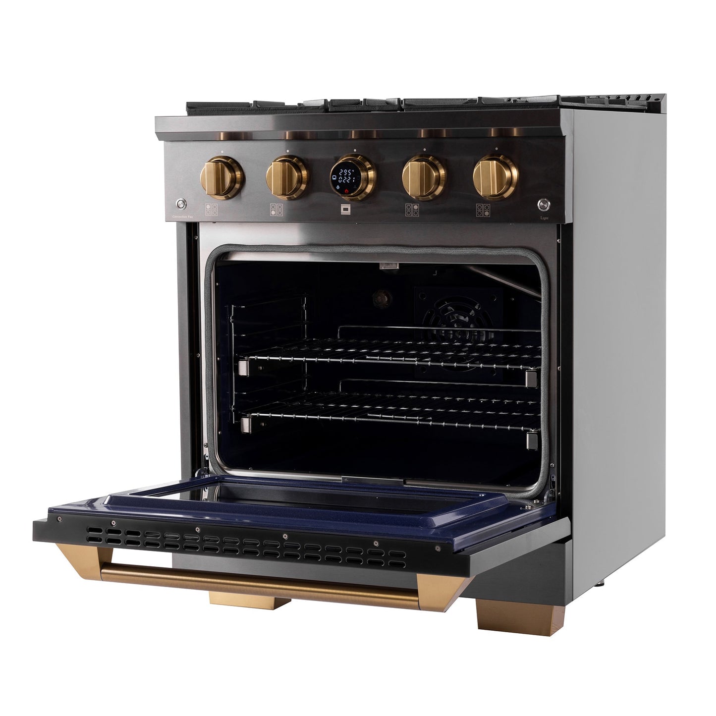 30 in. 4.2 cu. ft. 4 Burners Dual Fuel Range for Propane Gas in Stainless Steel with Kucht Horus Thermostat