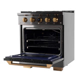 30 in. 4.2 cu. ft. 4 Burners Dual Fuel Range for Propane Gas in Stainless Steel with Kucht Horus Thermostat