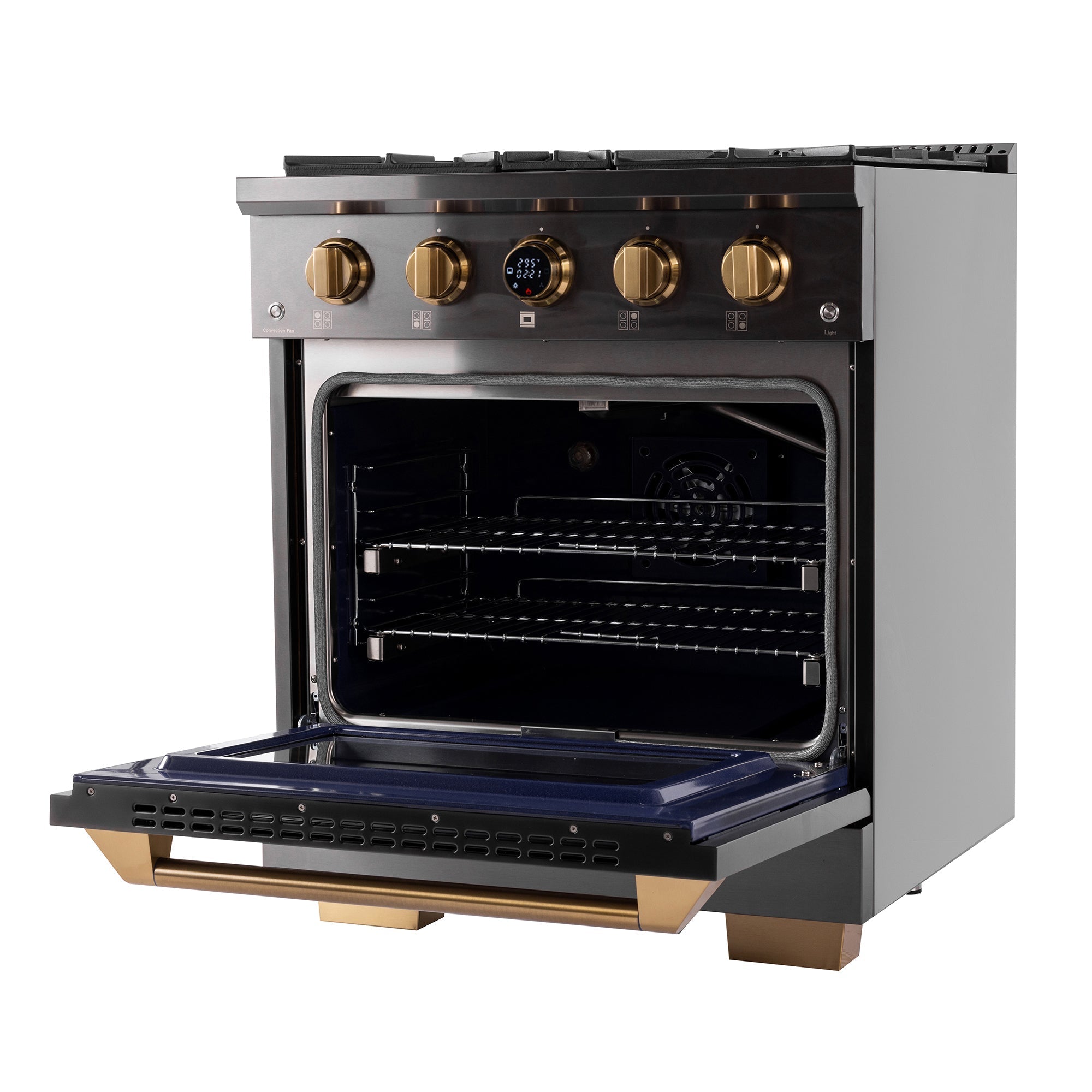 30 in. 4.2 cu. ft. 4 Burners Dual Fuel Range for Propane Gas in Stainless Steel with Kucht Horus Thermostat