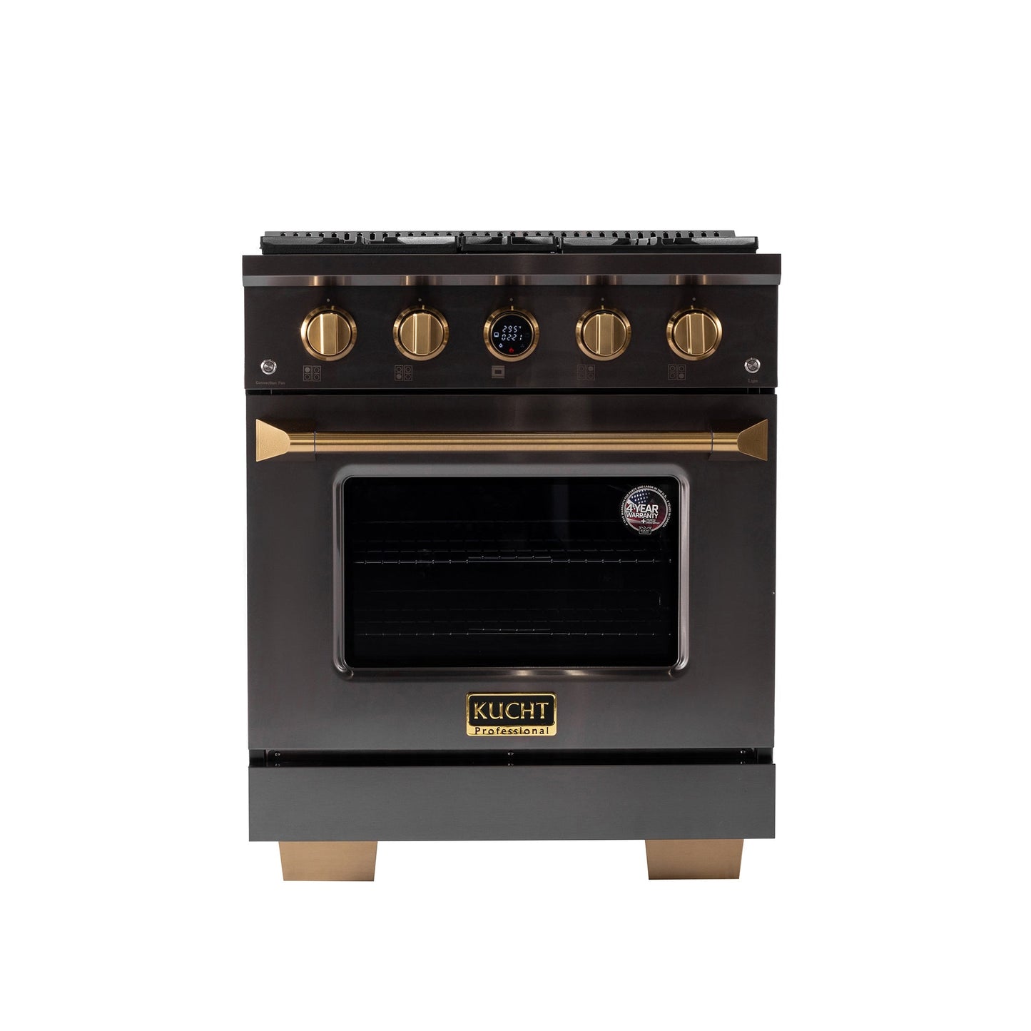 30 in. 4.2 cu. ft. 4 Burners Dual Fuel Range for Natural Gas in Stainless Steel with Kucht Horus Thermostat