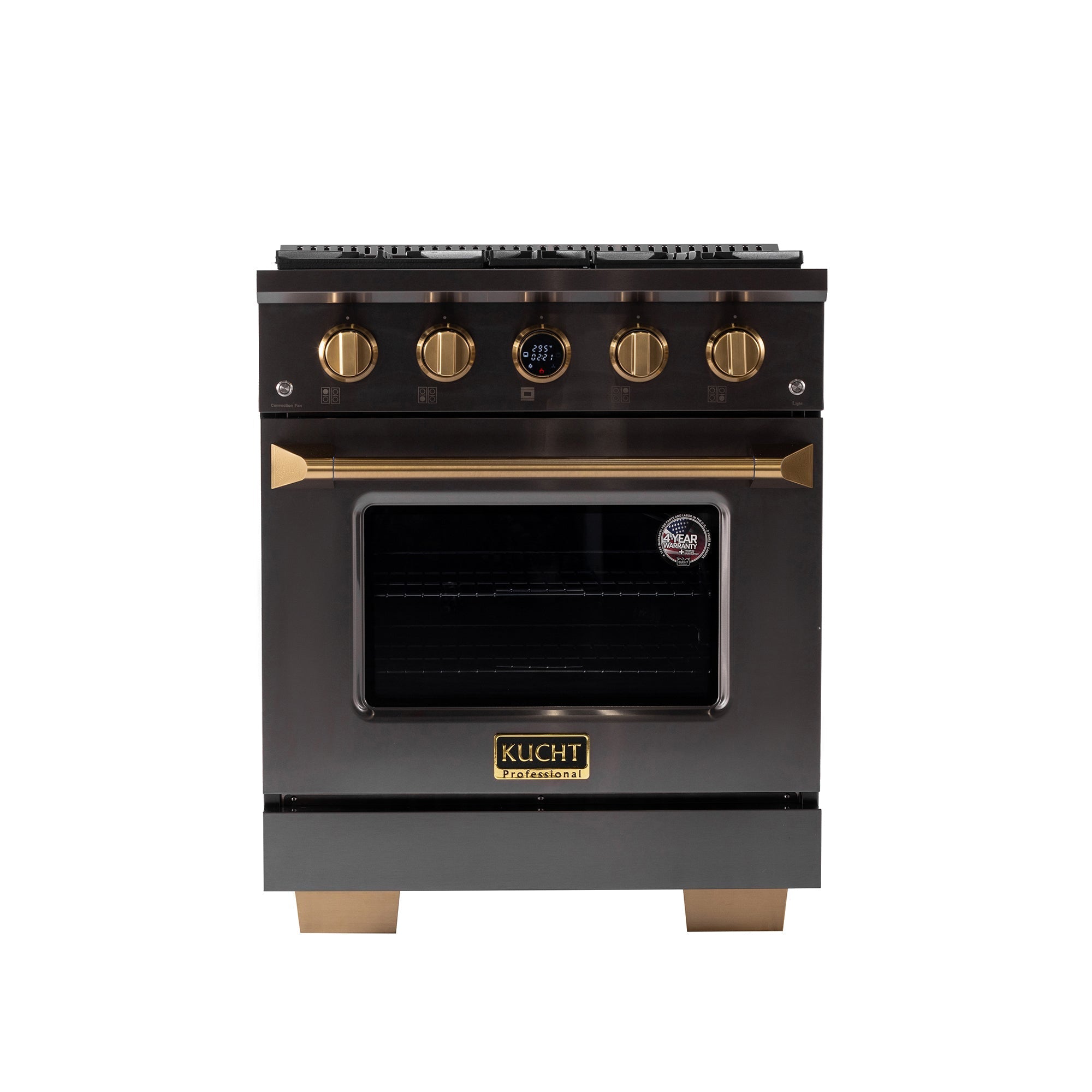 30 in. 4.2 cu. ft. 4 Burners Dual Fuel Range for Natural Gas in Stainless Steel with Kucht Horus Thermostat