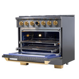 36 in. 5.2 cu. ft. 6 Burners Dual Fuel Range for Natural Gas in Stainless Steel with Kucht Horus Thermostat