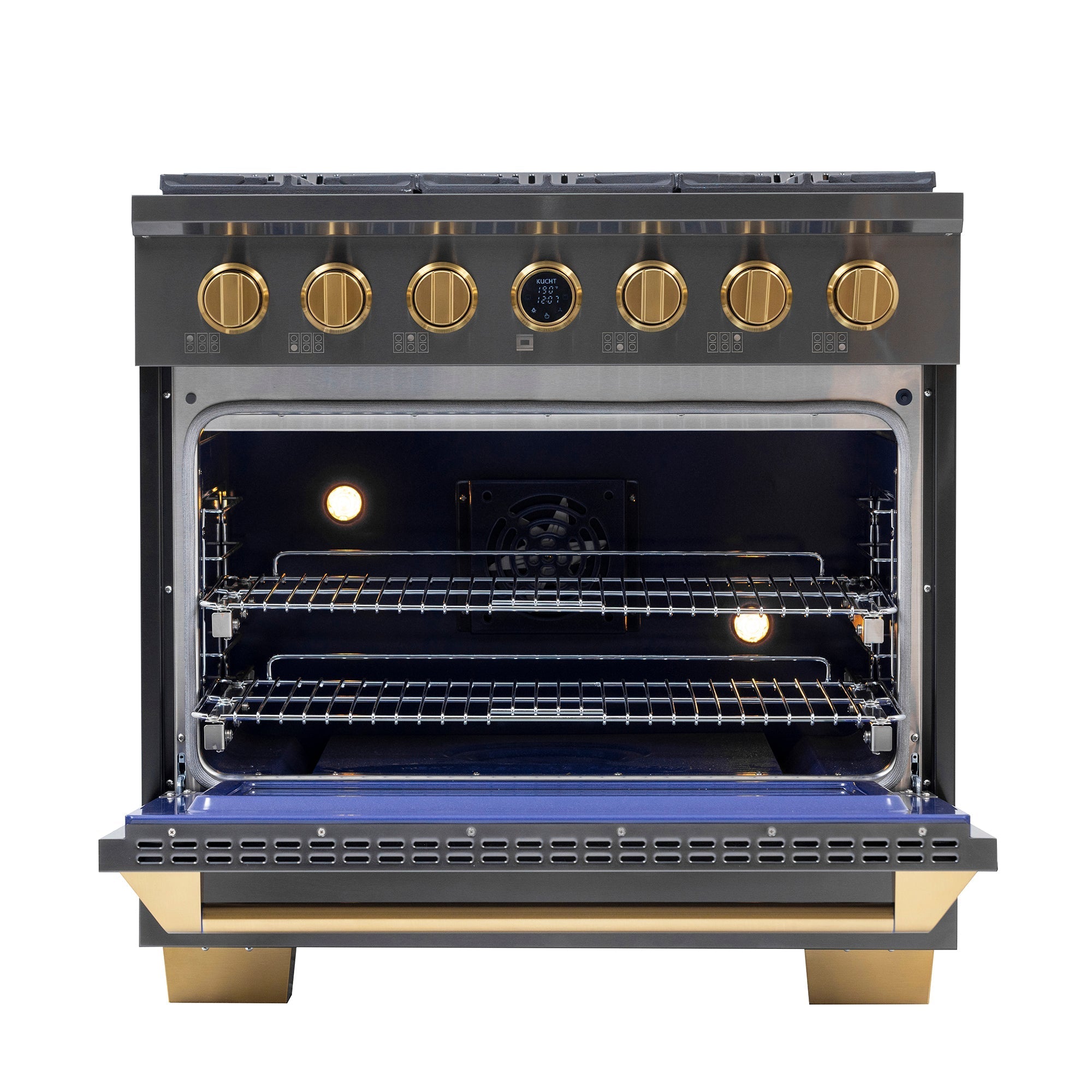 36 in. 5.2 cu. ft. 6 Burners Dual Fuel Range for Natural Gas in Stainless Steel with Kucht Horus Thermostat