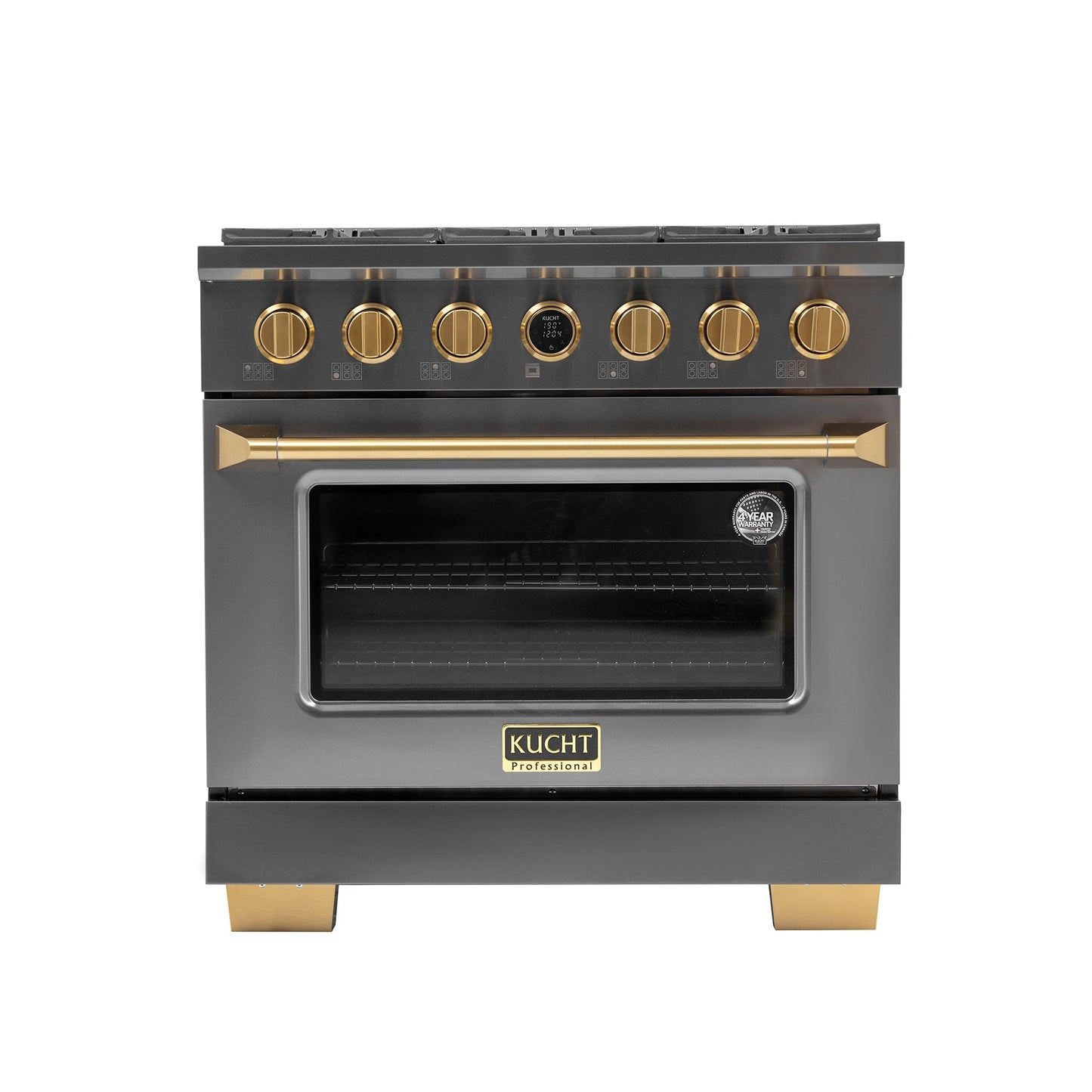 36 in. 5.2 cu. ft. 6 Burners Dual Fuel Range for Propane Gas in Stainless Steel with Kucht Horus Thermostat