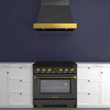 36 in. 5.2 cu. ft. 6 Burners Dual Fuel Range for Propane Gas in Stainless Steel with Kucht Horus Thermostat