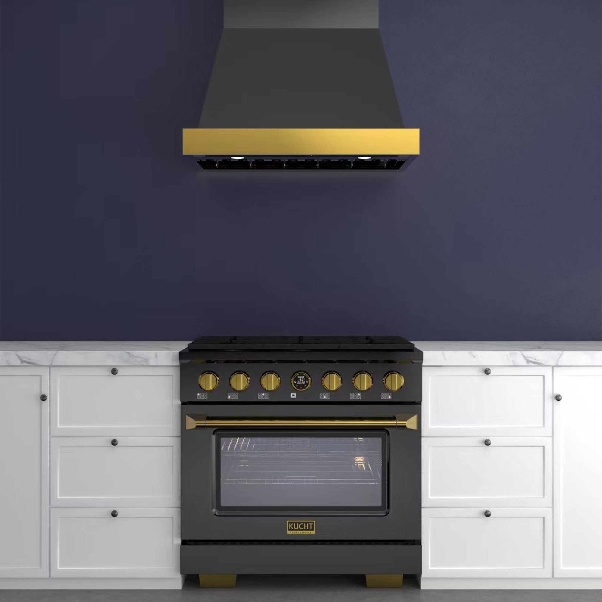 36 in. 5.2 cu. ft. 6 Burners Dual Fuel Range for Natural Gas in Stainless Steel with Kucht Horus Thermostat