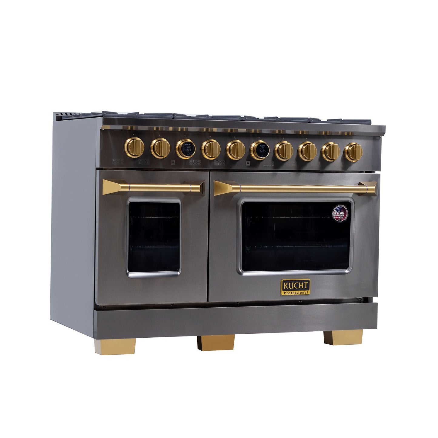 48 in. 6.7 cu. ft. 8 Burners Dual Fuel Range for Natural Gas in Stainless Steel with Kucht Horus Thermostat