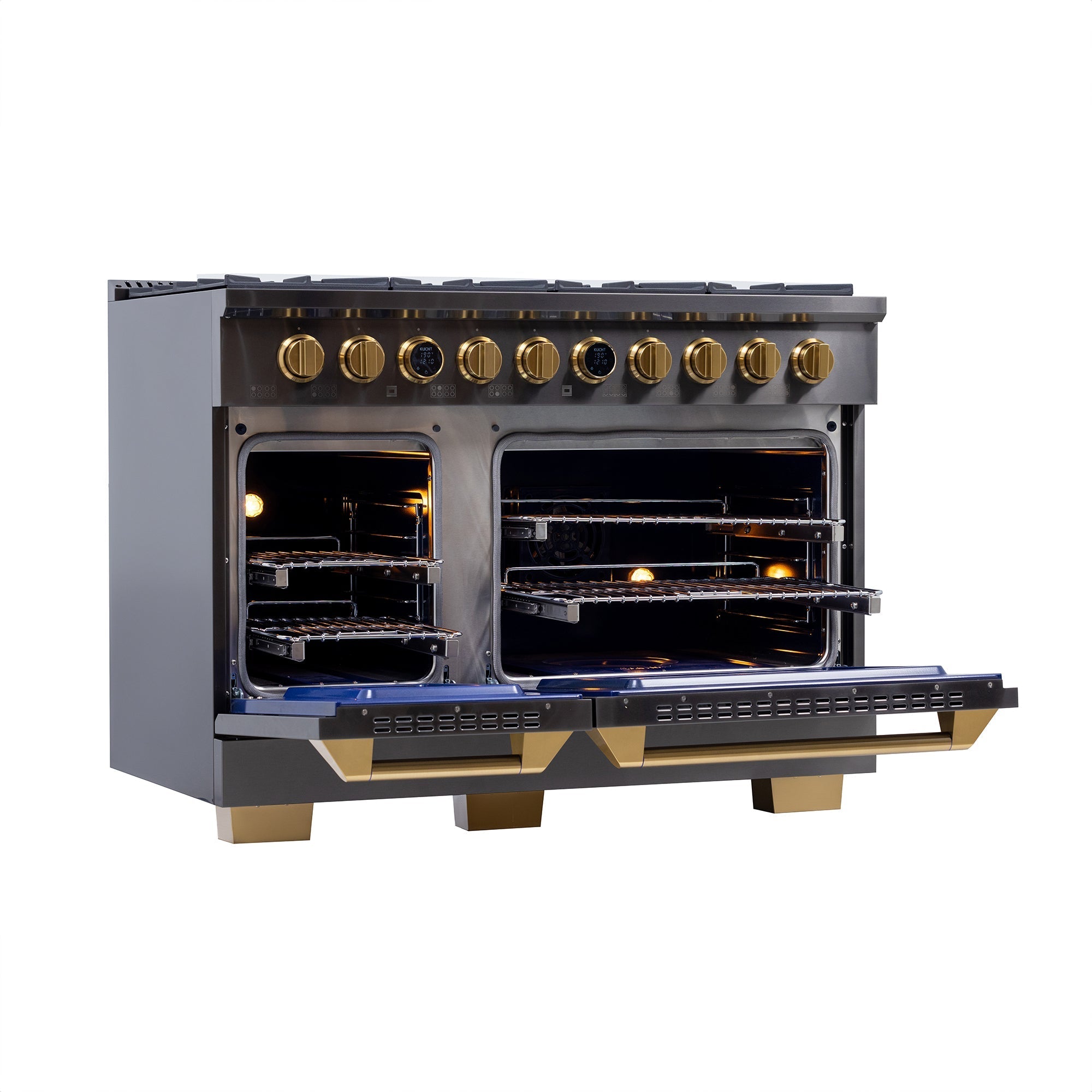 48 in. 6.7 cu. ft. 8 Burners Dual Fuel Range for Propane Gas in Stainless Steel with Kucht Horus Thermostat