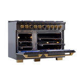 48 in. 6.7 cu. ft. 8 Burners Dual Fuel Range for Natural Gas in Stainless Steel with Kucht Horus Thermostat