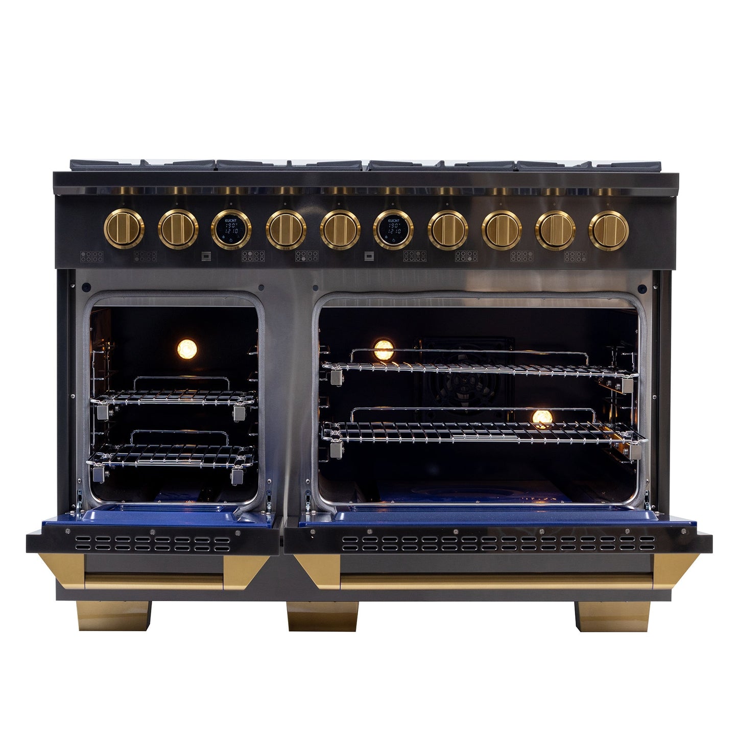 48 in. 6.7 cu. ft. 8 Burners Dual Fuel Range for Natural Gas in Stainless Steel with Kucht Horus Thermostat