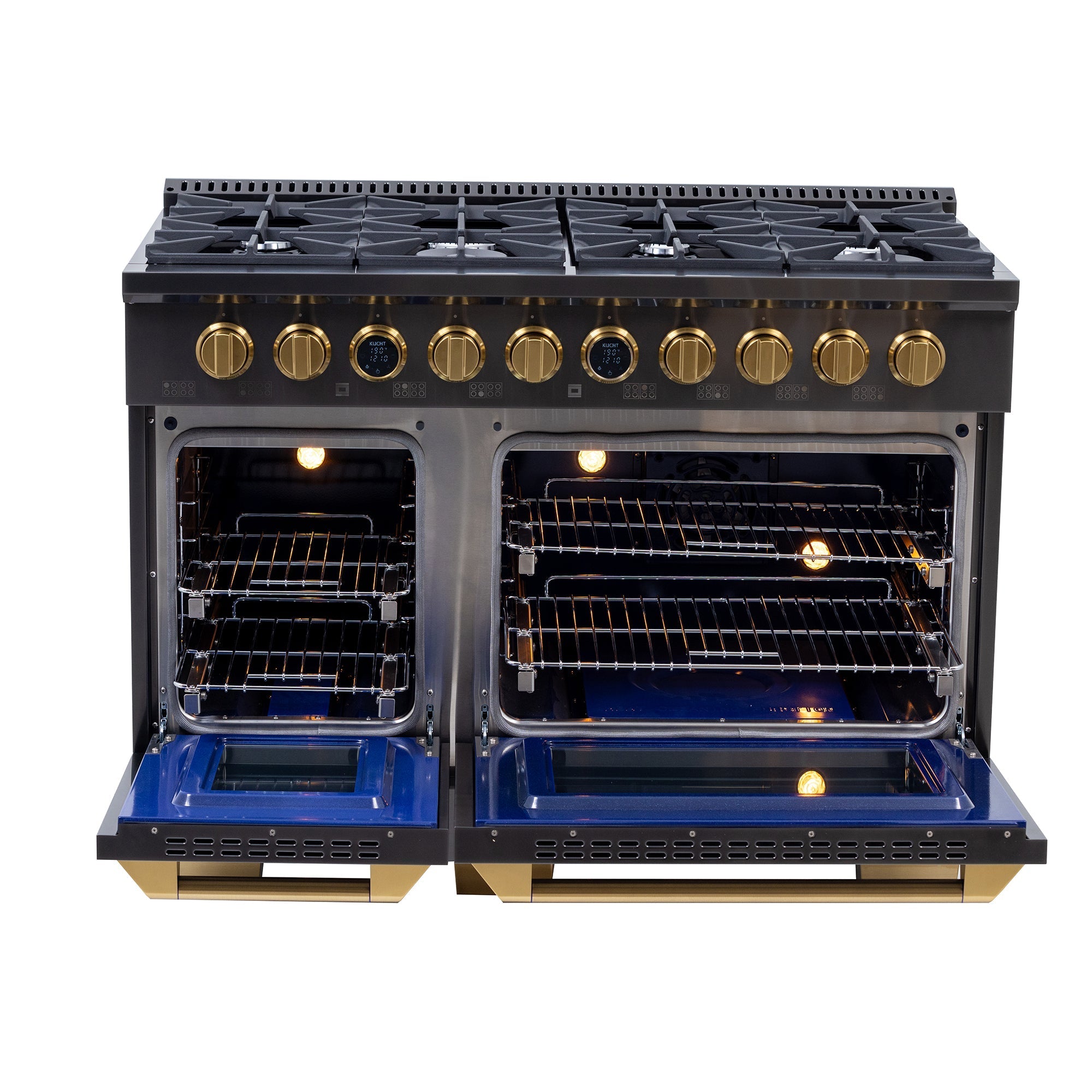 48 in. 6.7 cu. ft. 8 Burners Dual Fuel Range for Natural Gas in Stainless Steel with Kucht Horus Thermostat