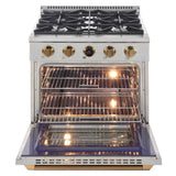 30 in. 4.2 cu. ft. 4 Burners Dual Fuel Range for Natural Gas in Stainless Steel with Kucht Horus Thermostat