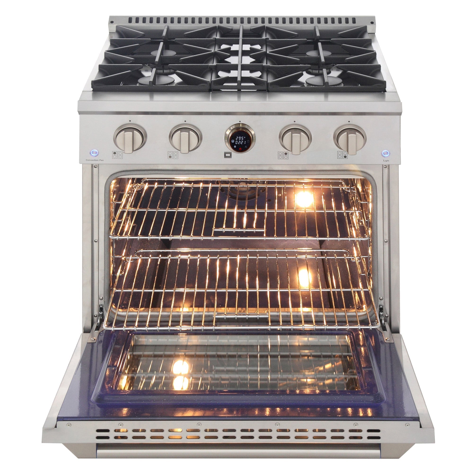30 in. 4.2 cu. ft. 4 Burners Dual Fuel Range for Natural Gas in Stainless Steel with Kucht Horus Thermostat