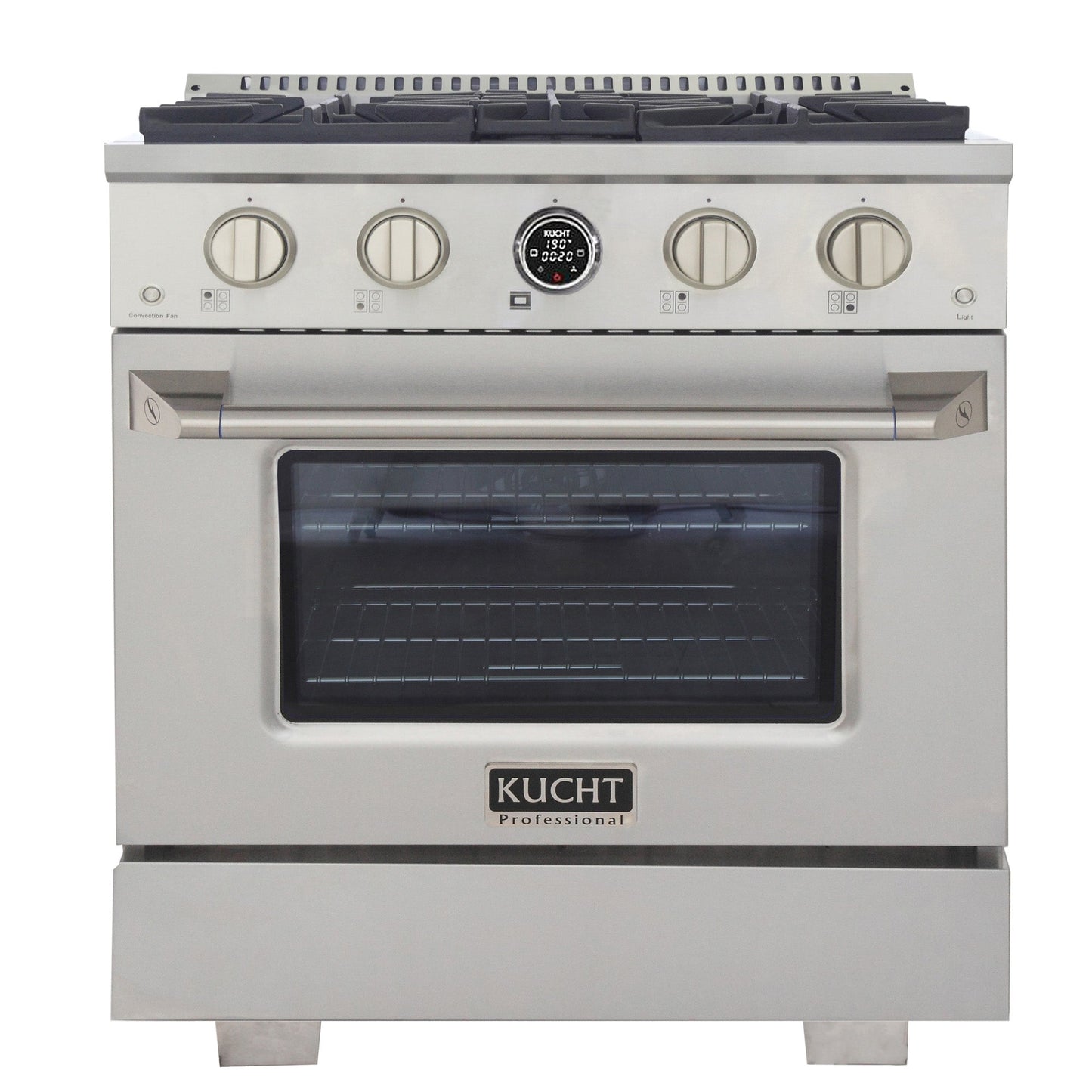 30 in. 4.2 cu. ft. 4 Burners Dual Fuel Range for Natural Gas in Stainless Steel with Kucht Horus Thermostat