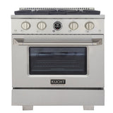 30 in. 4.2 cu. ft. 4 Burners Dual Fuel Range for Natural Gas in Stainless Steel with Kucht Horus Thermostat