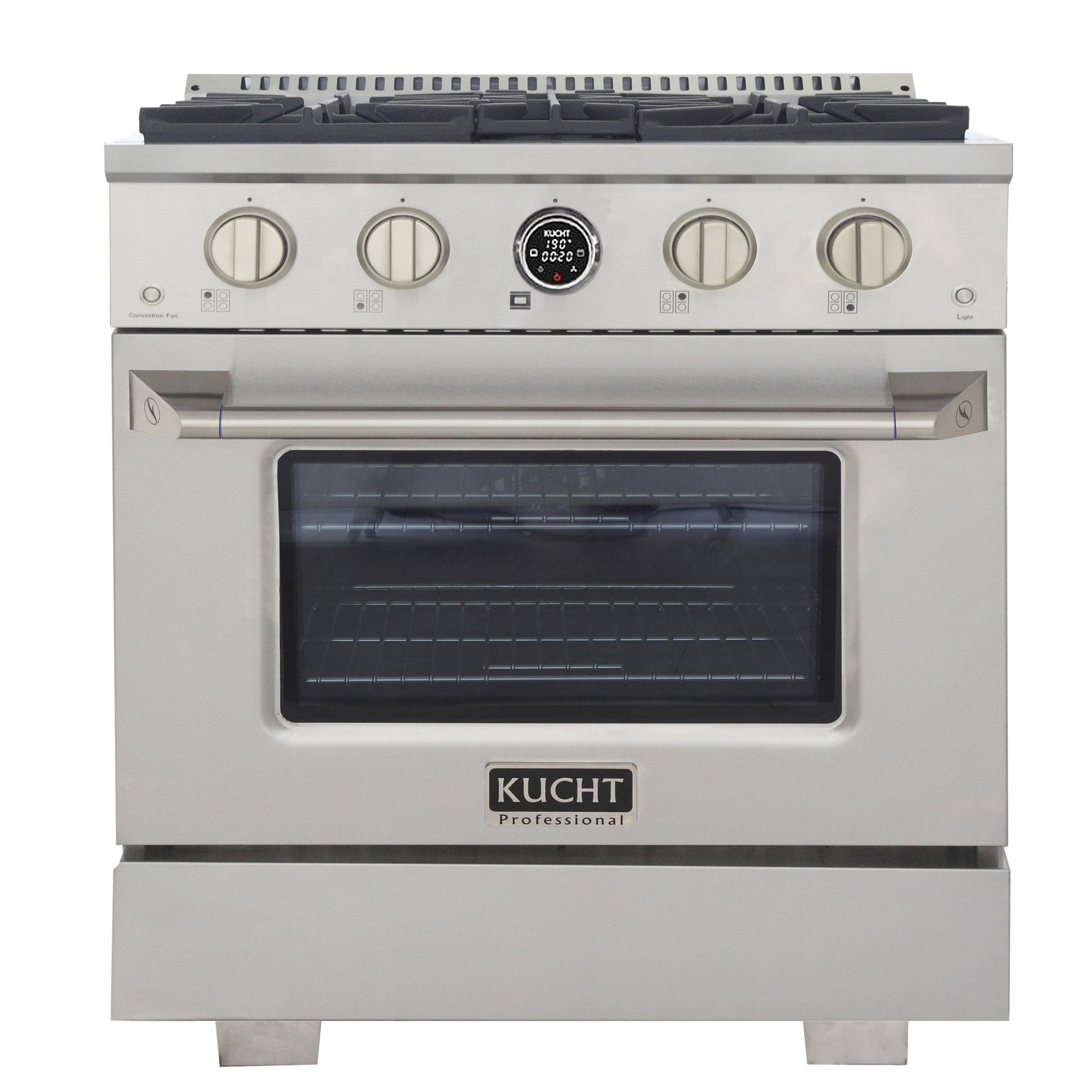 30 in. 4.2 cu. ft. 4 Burners Dual Fuel Range for Natural Gas in Stainless Steel with Kucht Horus Thermostat