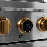 30 in. 4.2 cu. ft. 4 Burners Dual Fuel Range for Propane Gas in Stainless Steel with Kucht Horus Thermostat