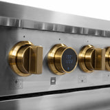 36 in. 5.2 cu. ft. 6 Burners Dual Fuel Range for Propane Gas in Stainless Steel with Kucht Horus Thermostat