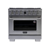 36 in. 5.2 cu. ft. 6 Burners Dual Fuel Range for Propane Gas in Stainless Steel with Kucht Horus Thermostat