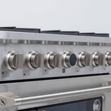 36 in. 5.2 cu. ft. 6 Burners Dual Fuel Range for Natural Gas in Stainless Steel with Kucht Horus Thermostat