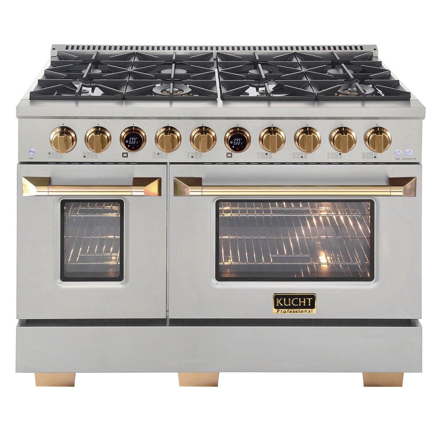 48 in. 6.7 cu. ft. 8 Burners Dual Fuel Range for Propane Gas in Stainless Steel with Kucht Horus Thermostat