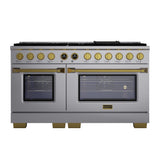 60 in. 8.4 cu. ft. 8 Burners Dual Fuel Range for Natural Gas in Stainless Steel with Kucht Horus Thermostat