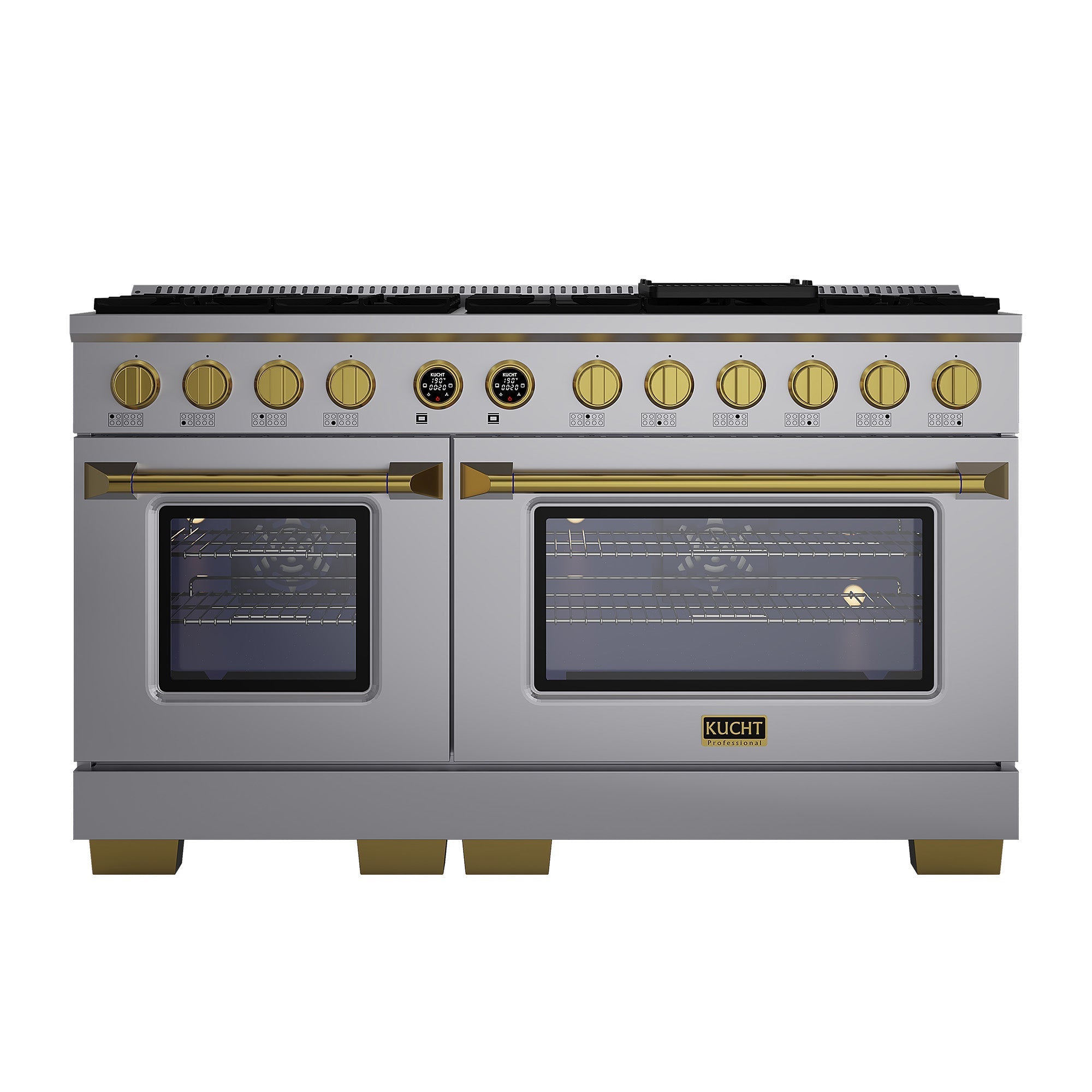 60 in. 8.4 cu. ft. 8 Burners Dual Fuel Range for Natural Gas in Stainless Steel with Kucht Horus Thermostat
