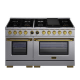 60 in. 8.4 cu. ft. 8 Burners Dual Fuel Range for Natural Gas in Stainless Steel with Kucht Horus Thermostat