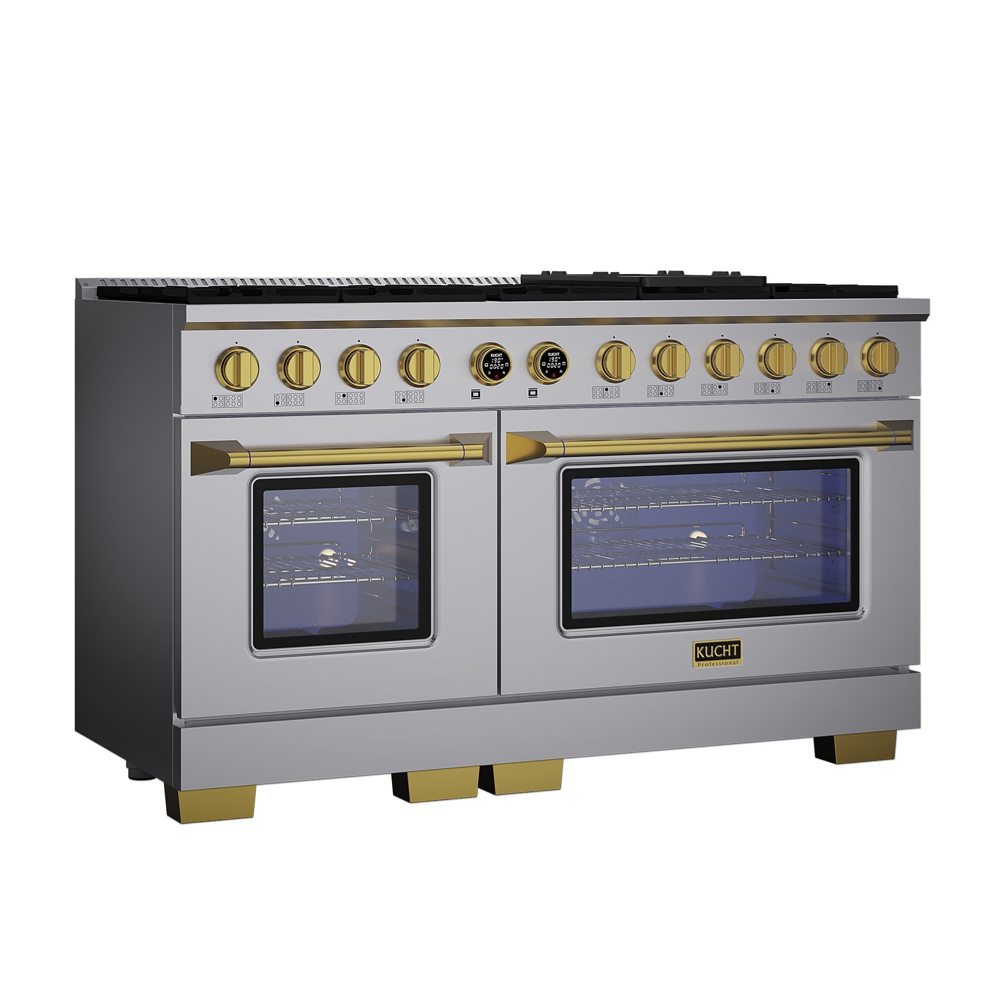 60 in. 8.4 cu. ft. 8 Burners Dual Fuel Range for Natural Gas in Stainless Steel with Kucht Horus Thermostat