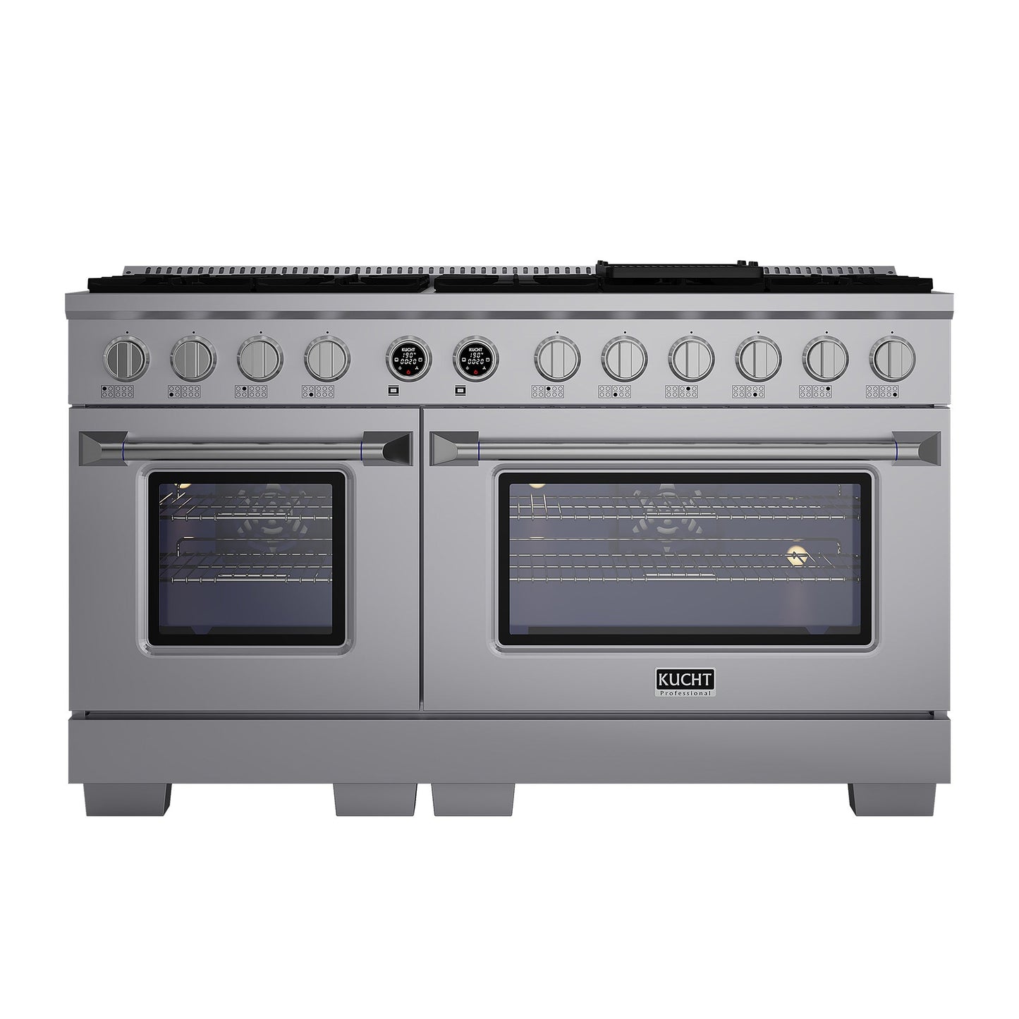 60 in. 8.4 cu. ft. 8 Burners Dual Fuel Range for Natural Gas in Stainless Steel with Kucht Horus Thermostat