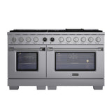 60 in. 8.4 cu. ft. 8 Burners Dual Fuel Range for Natural Gas in Stainless Steel with Kucht Horus Thermostat