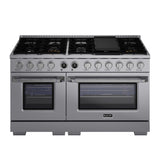 60 in. 8.4 cu. ft. 8 Burners Dual Fuel Range for Natural Gas in Stainless Steel with Kucht Horus Thermostat