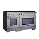 60 in. 8.4 cu. ft. 8 Burners Dual Fuel Range for Natural Gas in Stainless Steel with Kucht Horus Thermostat
