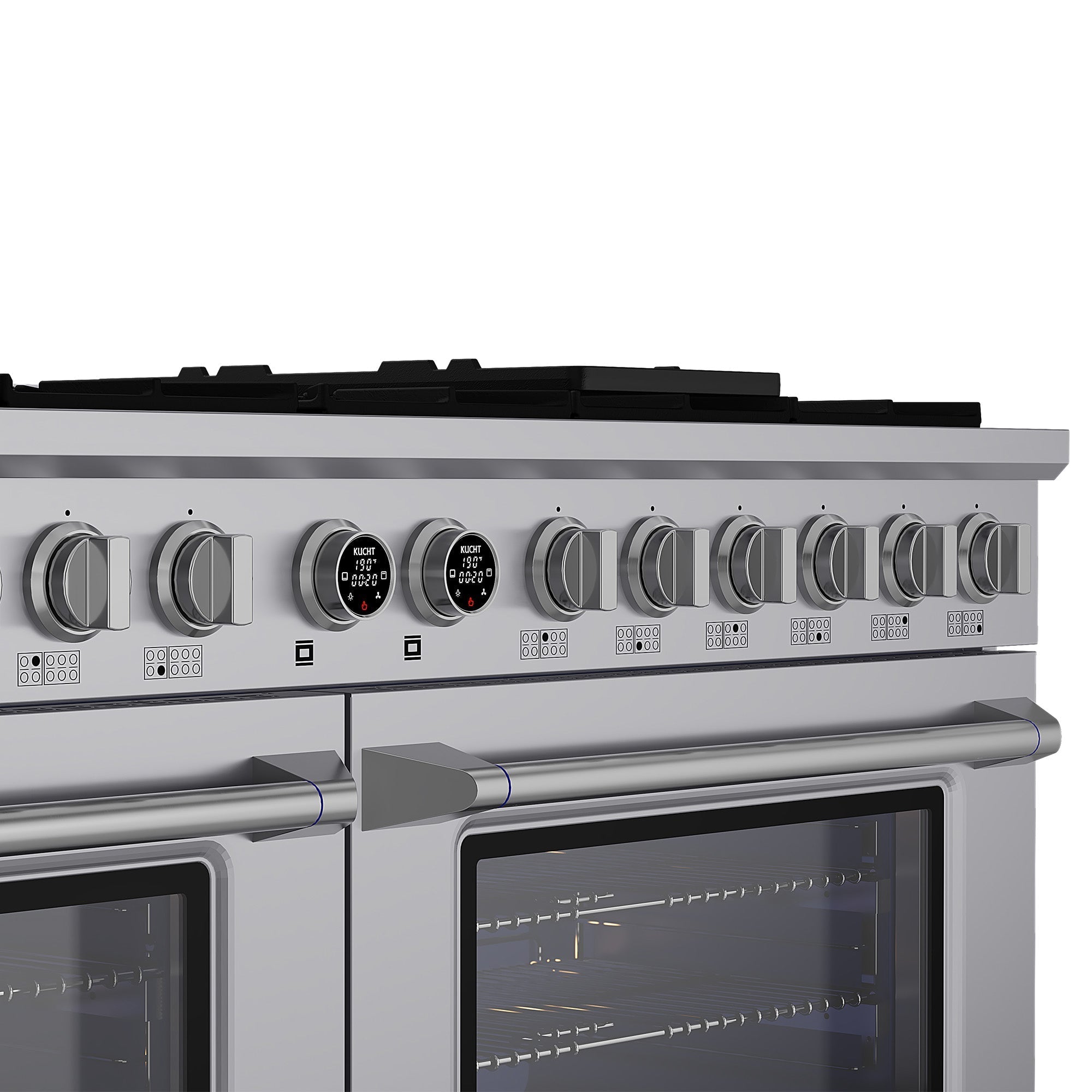 60 in. 8.4 cu. ft. 8 Burners Dual Fuel Range for Natural Gas in Stainless Steel with Kucht Horus Thermostat