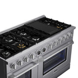 60 in. 8.4 cu. ft. 8 Burners Dual Fuel Range for Natural Gas in Stainless Steel with Kucht Horus Thermostat