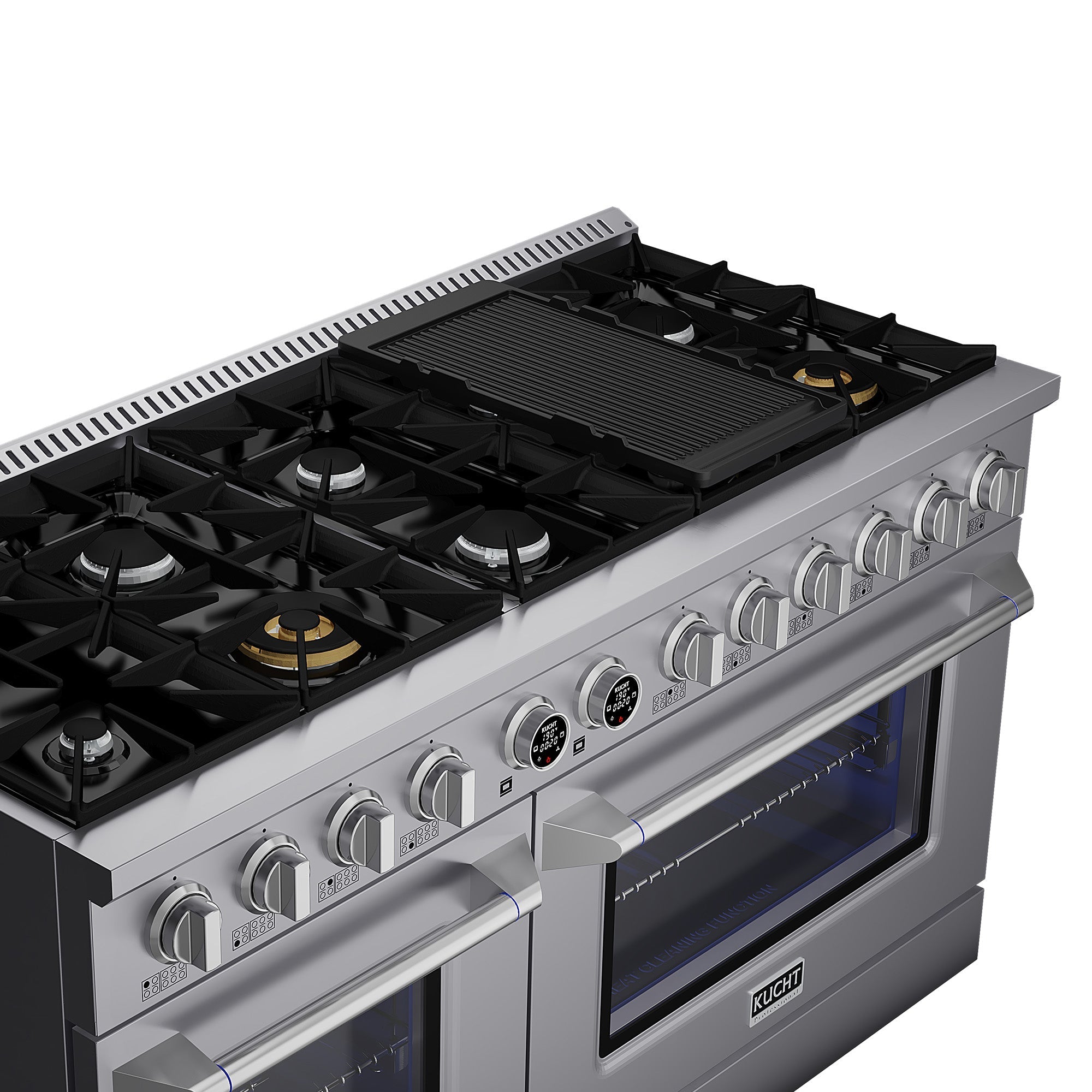 60 in. 8.4 cu. ft. 8 Burners Dual Fuel Range for Natural Gas in Stainless Steel with Kucht Horus Thermostat