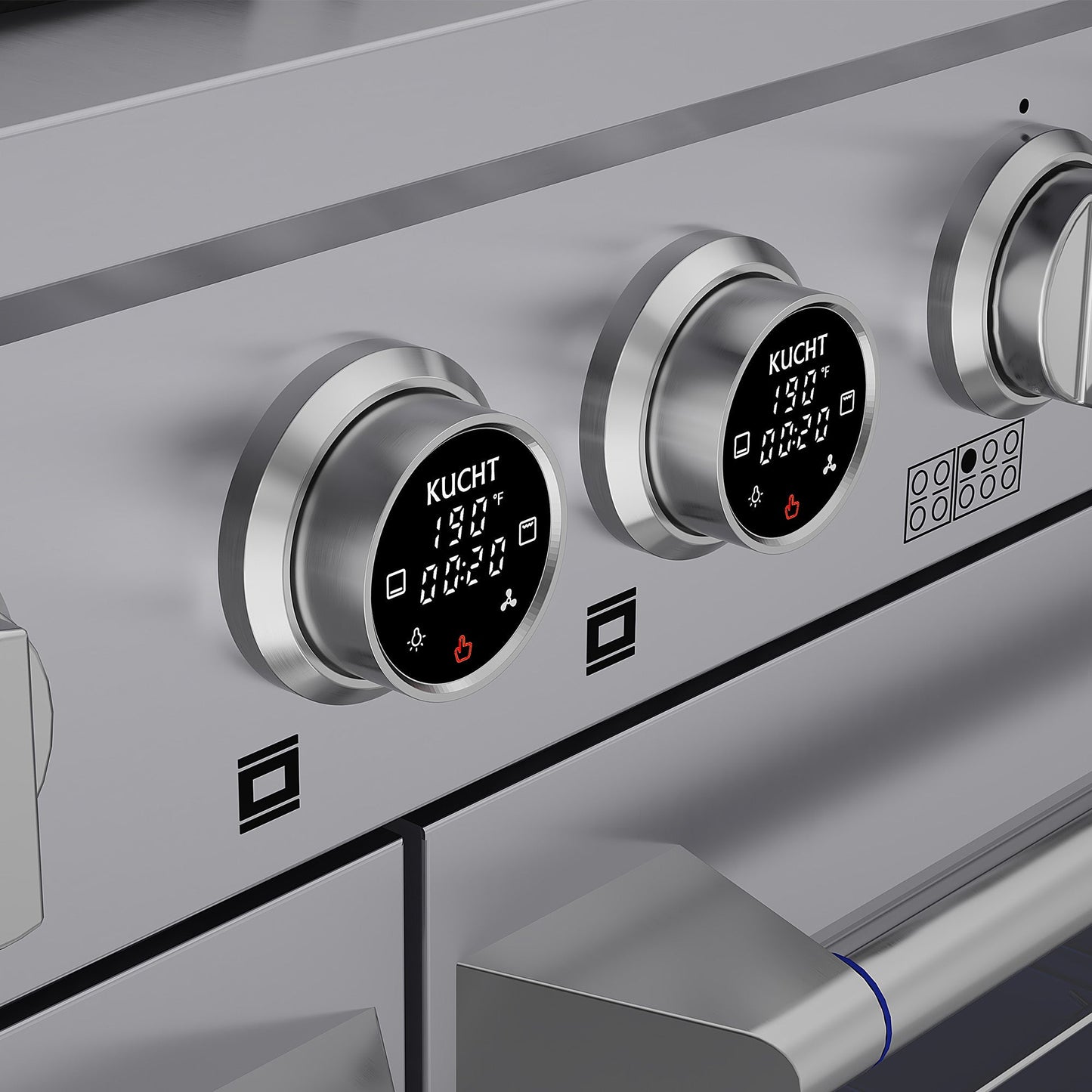 60 in. 8.4 cu. ft. 8 Burners Dual Fuel Range for Natural Gas in Stainless Steel with Kucht Horus Thermostat