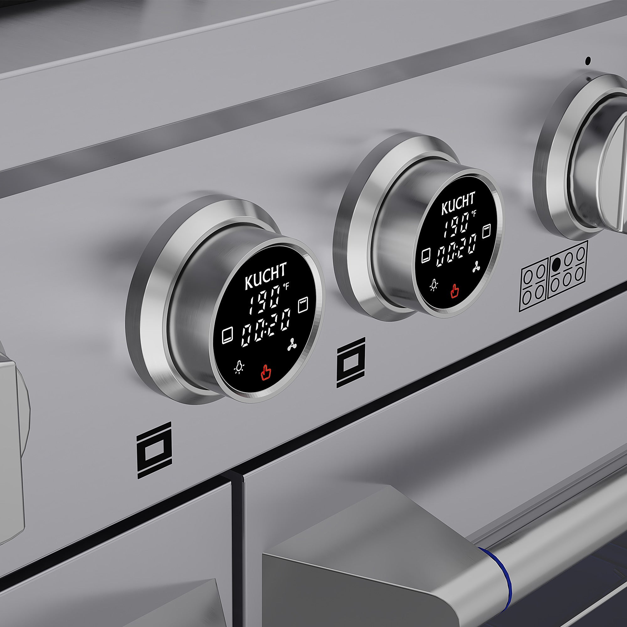 60 in. 8.4 cu. ft. 8 Burners Dual Fuel Range for Natural Gas in Stainless Steel with Kucht Horus Thermostat