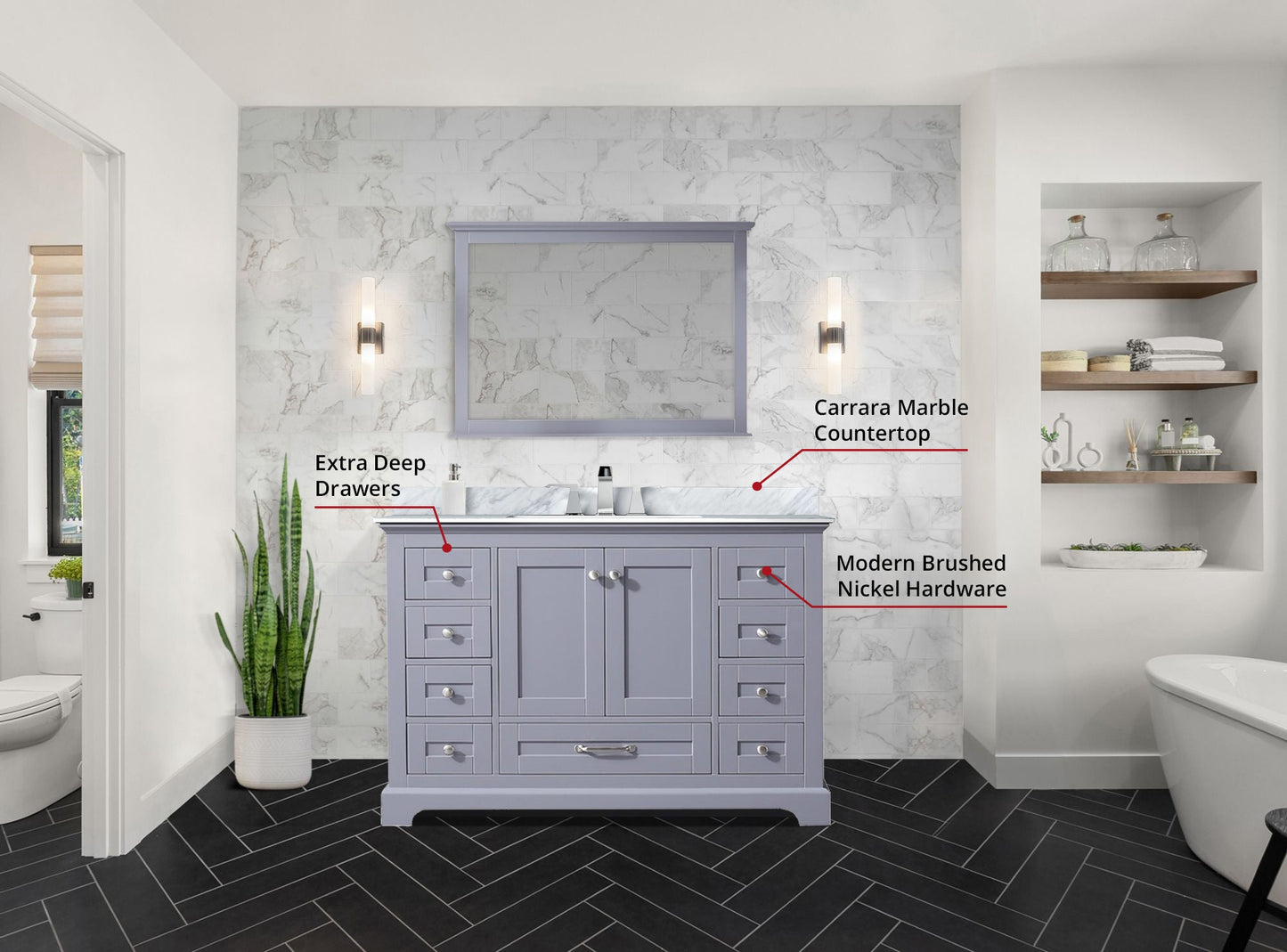 Dukes 48 in. W x 22 in. D Dark Grey Double Bath Vanity