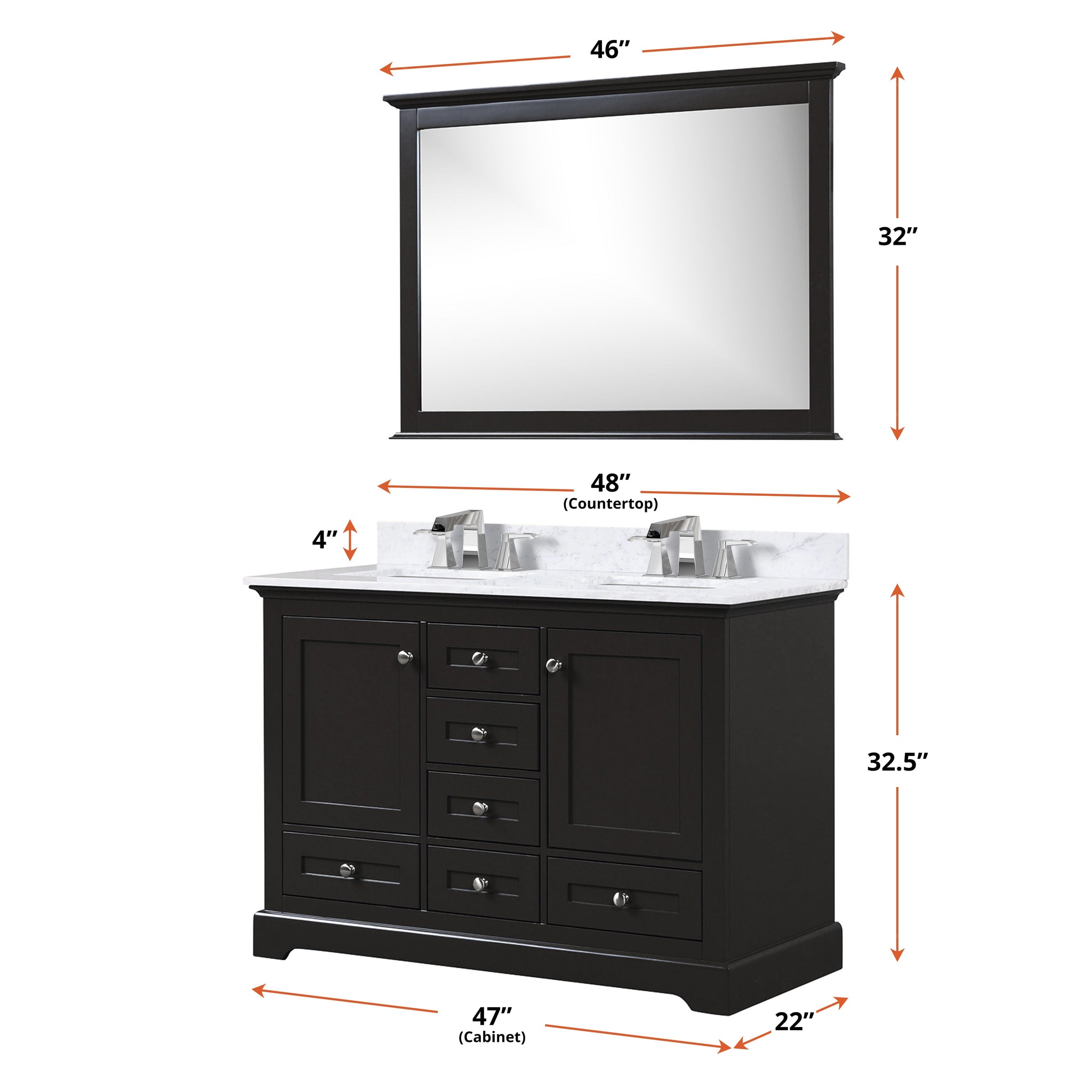 Dukes 48 in. W x 22 in. D Espresso Double Bath Vanity