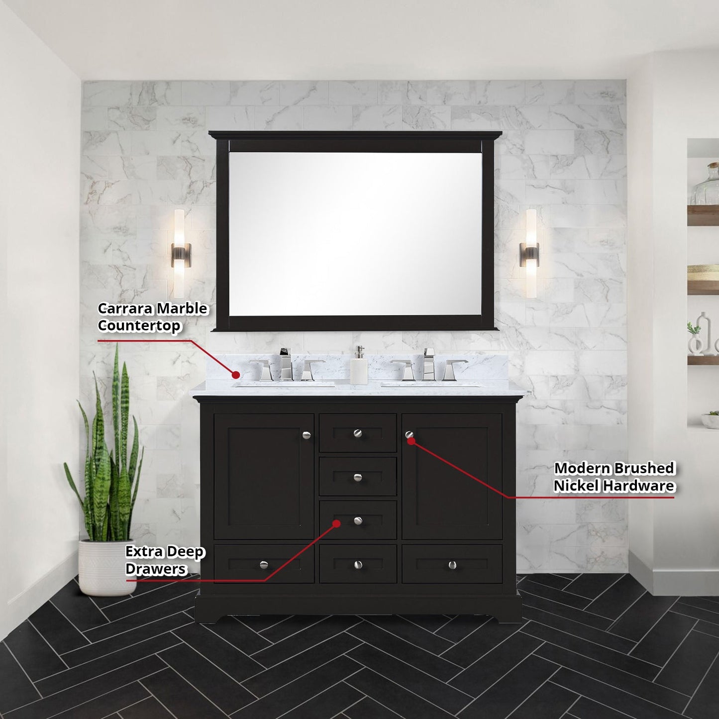 Dukes 48 in. W x 22 in. D Espresso Double Bath Vanity