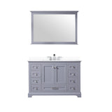 Dukes 48" Espresso Single Vanity, White Quartz Top, White Square Sink and 46" Mirror w/ Faucet