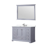 Dukes 48" Espresso Single Vanity, White Quartz Top, White Square Sink and 46" Mirror w/ Faucet